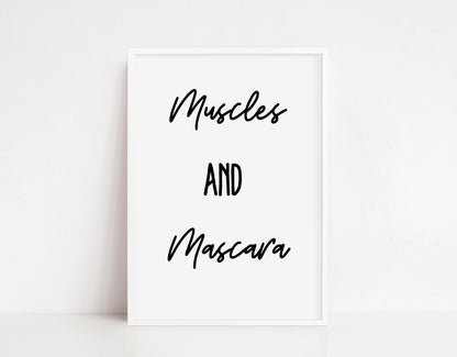 Quote Prints | Muscles And Mascara | Gym Print | Fitness Print