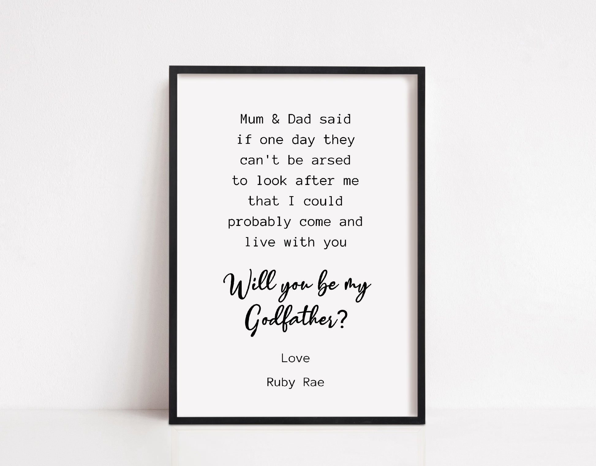 Godparent Print | Will You Be My Godmother/Godfather | Funny Print | Godparent Gift - Dinky Designs