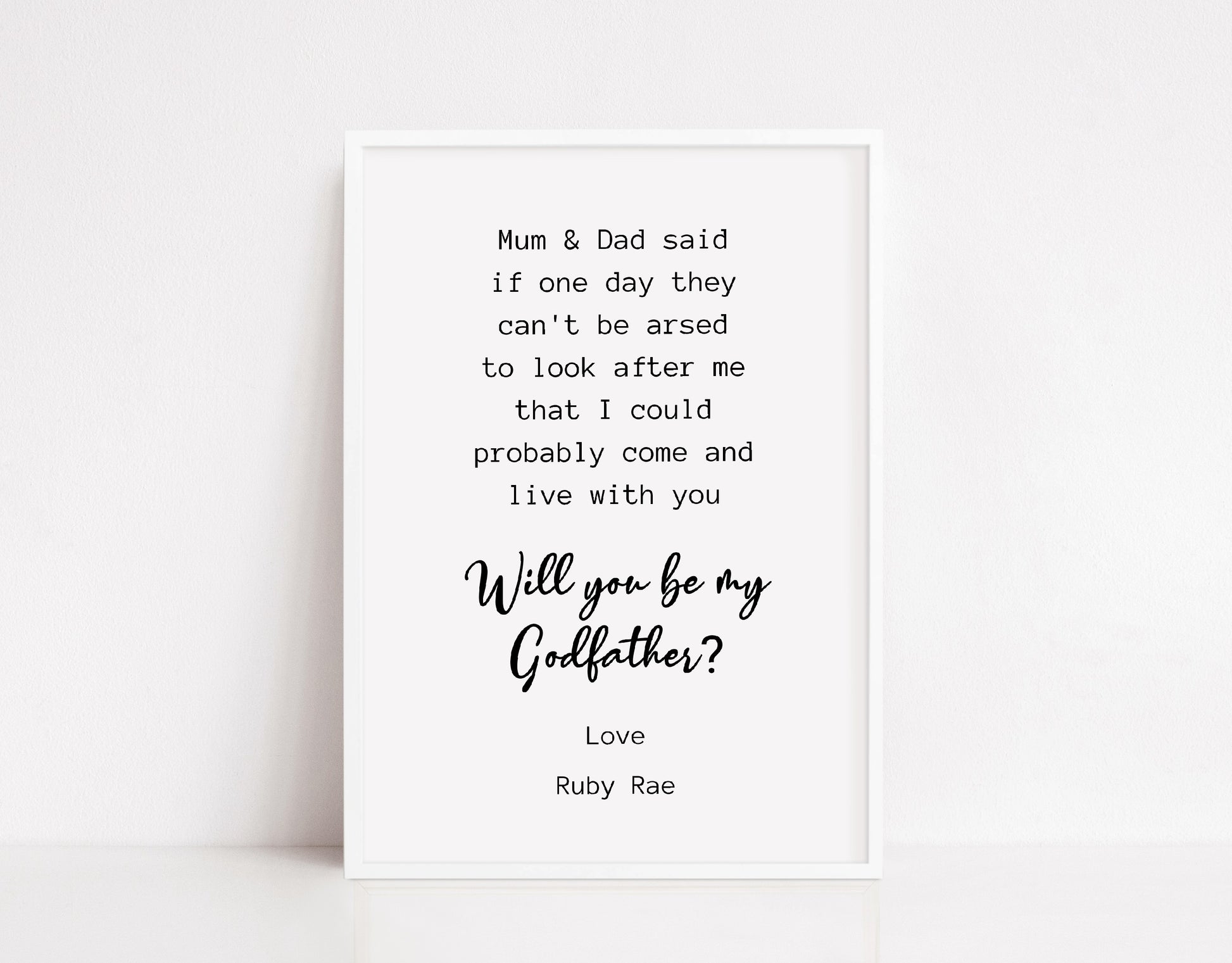 Godparent Print | Will You Be My Godmother/Godfather | Funny Print | Godparent Gift - Dinky Designs