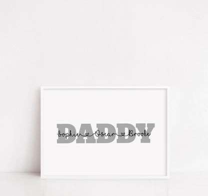 Daddy Print | Personalised Daddy And Children | Daddy Gift | Father's Day Gift - Dinky Designs