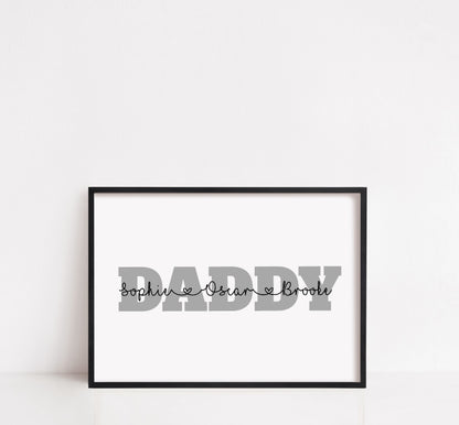 Daddy Print | Personalised Daddy And Children | Daddy Gift | Father's Day Gift - Dinky Designs