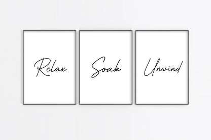 Bathroom Prints | Relax, Soak, Unwind | Set Of 3 Prints - Dinky Designs