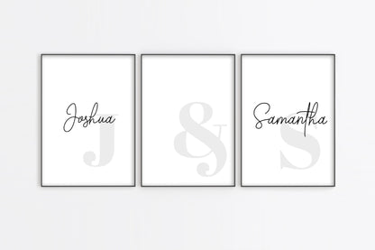 Couple Print | Personalised Name Gift | Set Of 3 Prints | Anniversary Gift | Wedding Gift - Dinky Designs