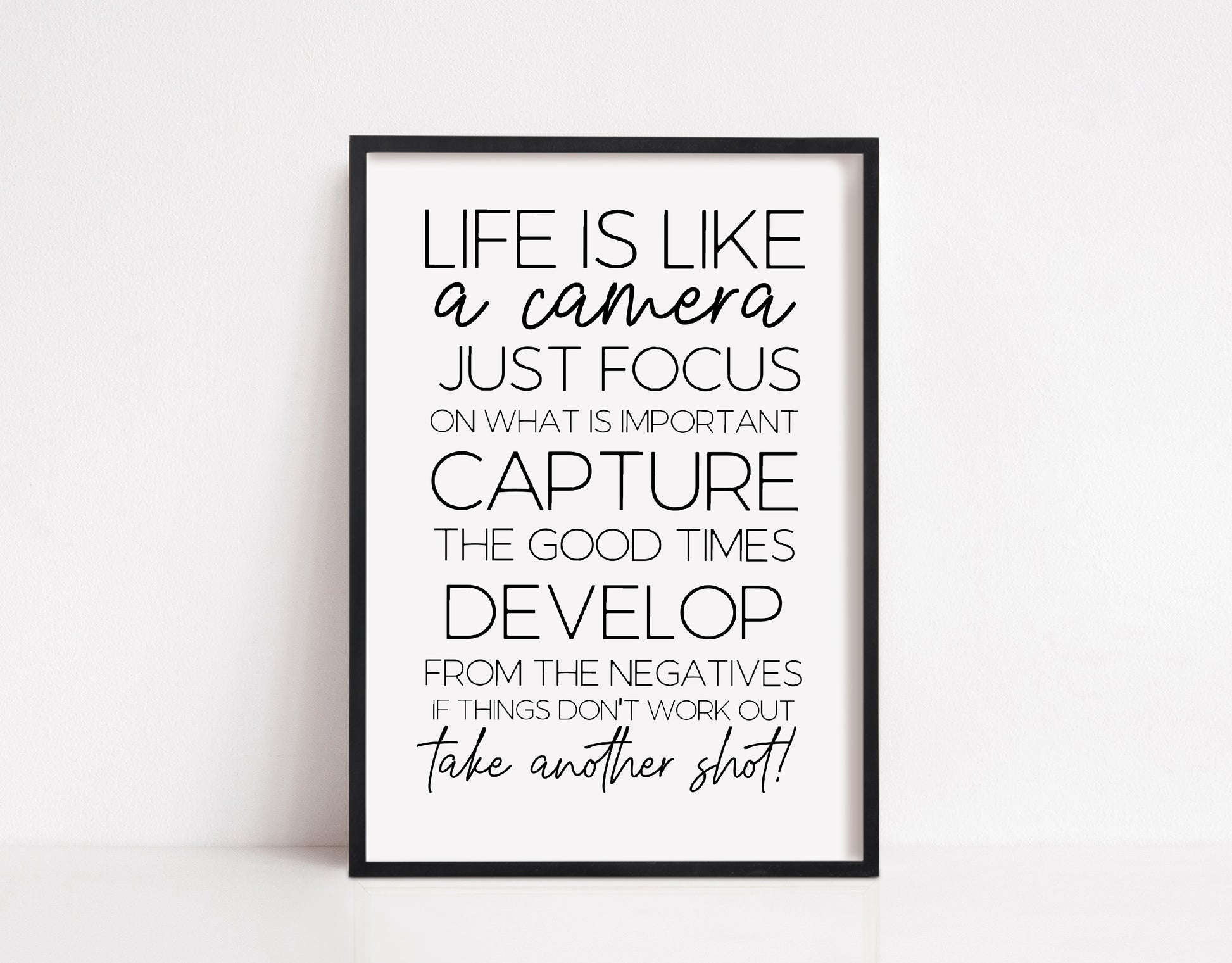 Quote Print | Life Is Like A Camera | Quote Print - Dinky Designs