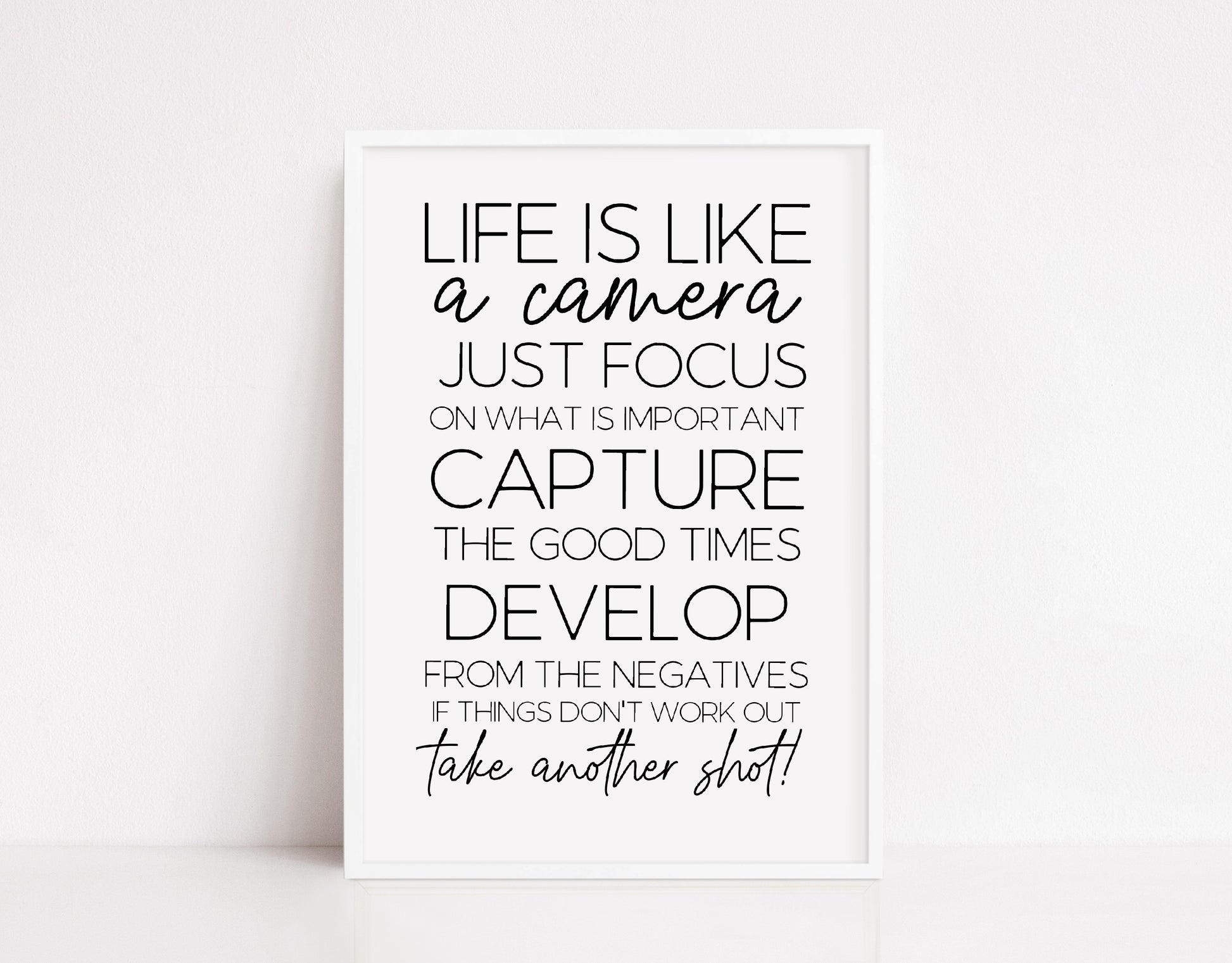 Quote Print | Life Is Like A Camera | Quote Print - Dinky Designs