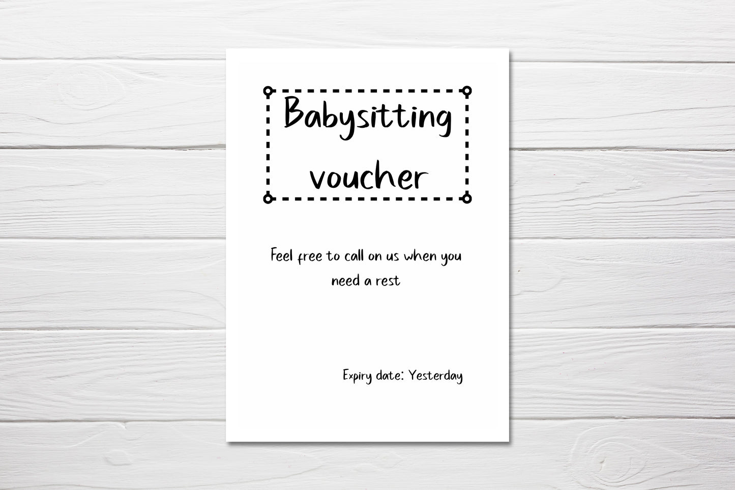 Baby Shower Card | Babysitting Voucher Card | New Baby Card | New-born Baby Card - Dinky Designs