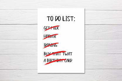Birthday Card | To Do List | Funny Card | Joke Card - Dinky Designs