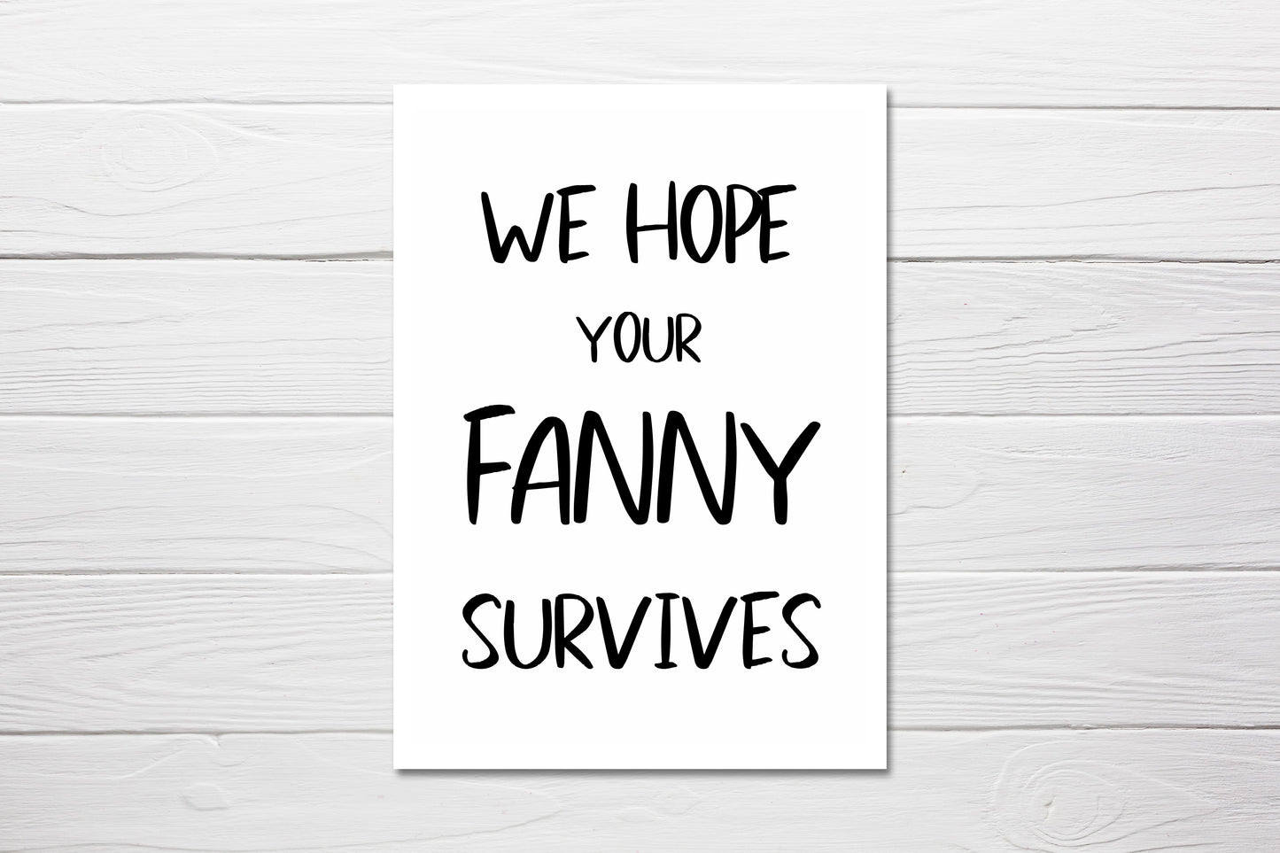 Rude Card | We Hope Your Fanny Survives | Funny Birth Card | New Baby Card | Baby Shower Card - Dinky Designs