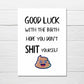Baby Shower Card | Good Luck With The Birth | Funny Card | New Baby Card