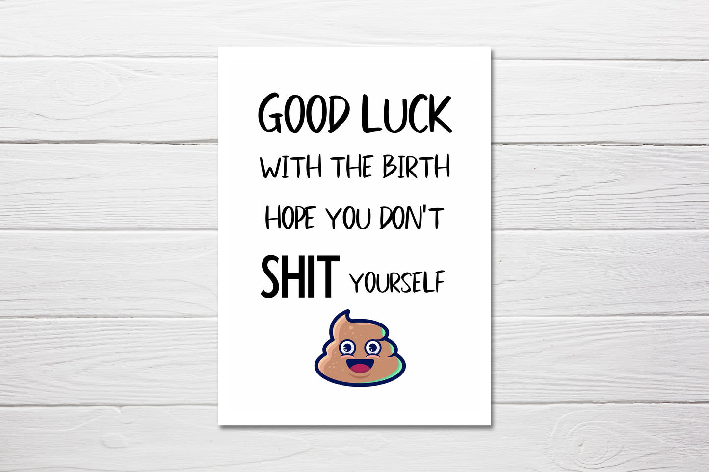 Baby Shower Card | Good Luck With The Birth | Funny Card | New Baby Card