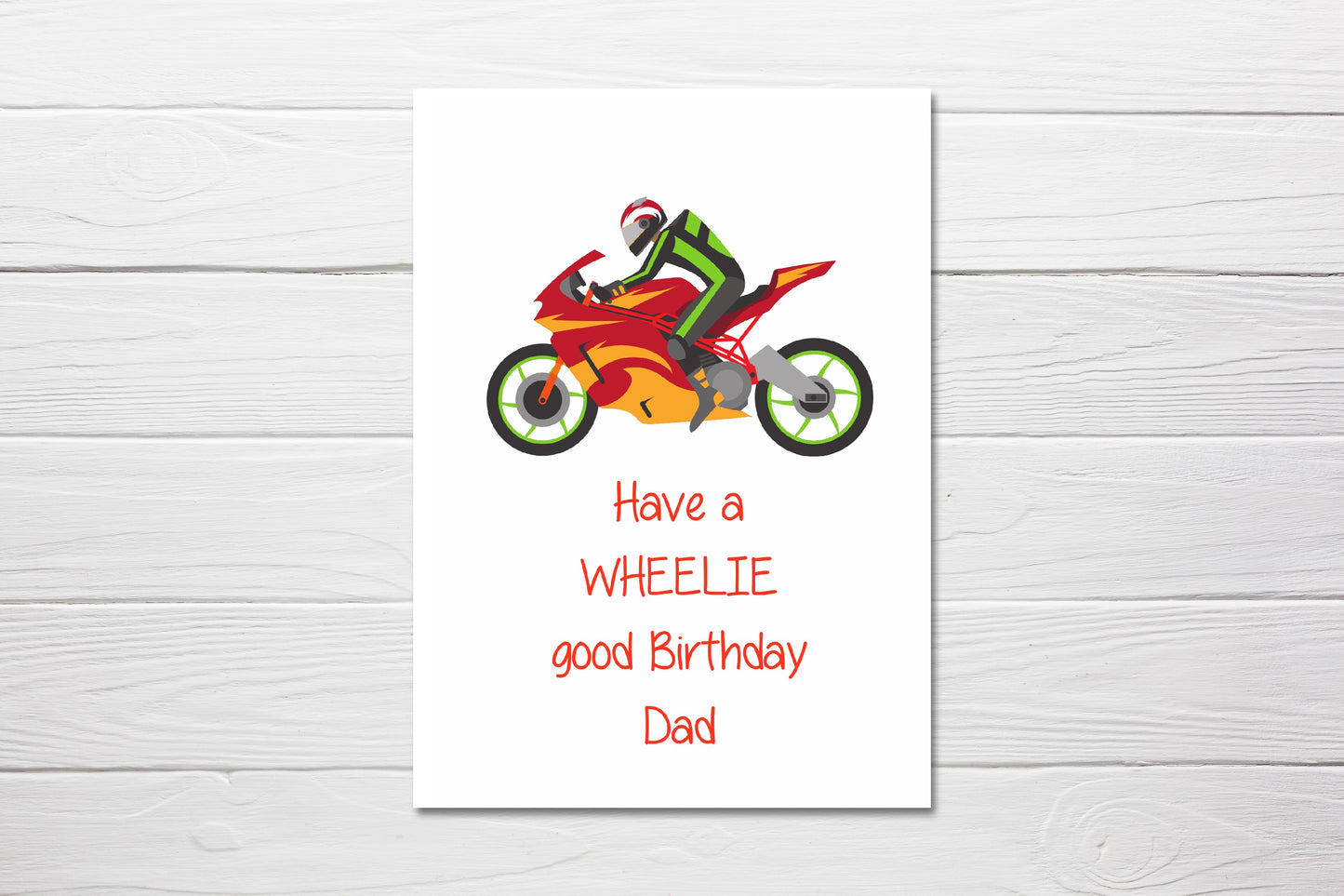 Birthday Card | Have A Wheelie Good Birthday | Personalised Motorbike Card | Dad Birthday Card - Dinky Designs