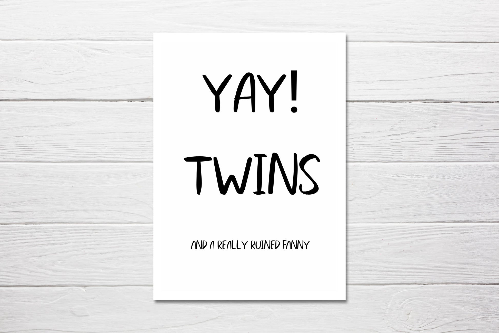 New Baby Card | YAY Twins | Funny Card | Joke Card | Rude Card - Dinky Designs
