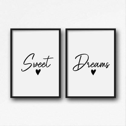 Bedroom Prints | Sweet Dreams | Set Of 2 Prints | Quote Prints - Dinky Designs