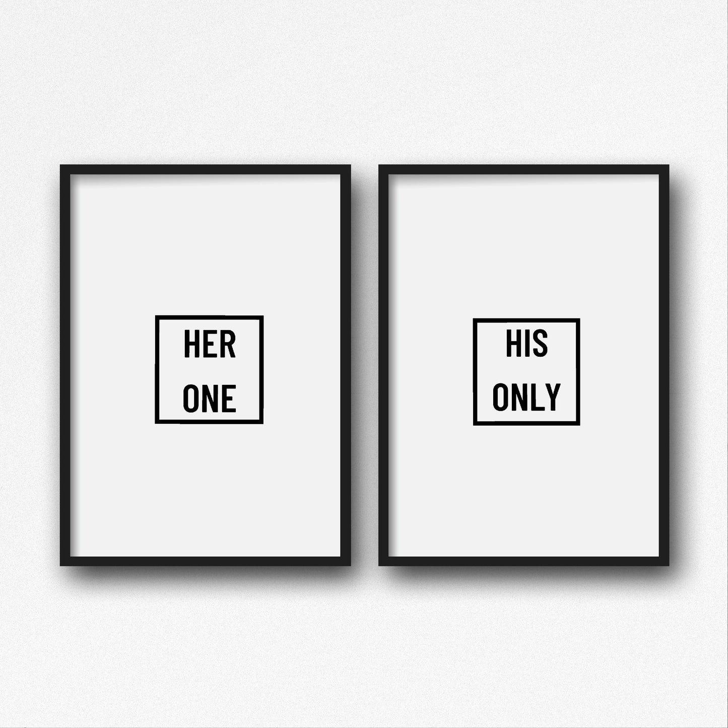 Bedroom Prints | Her One, His Only | Set Of 2 Prints | Couples Print - Dinky Designs