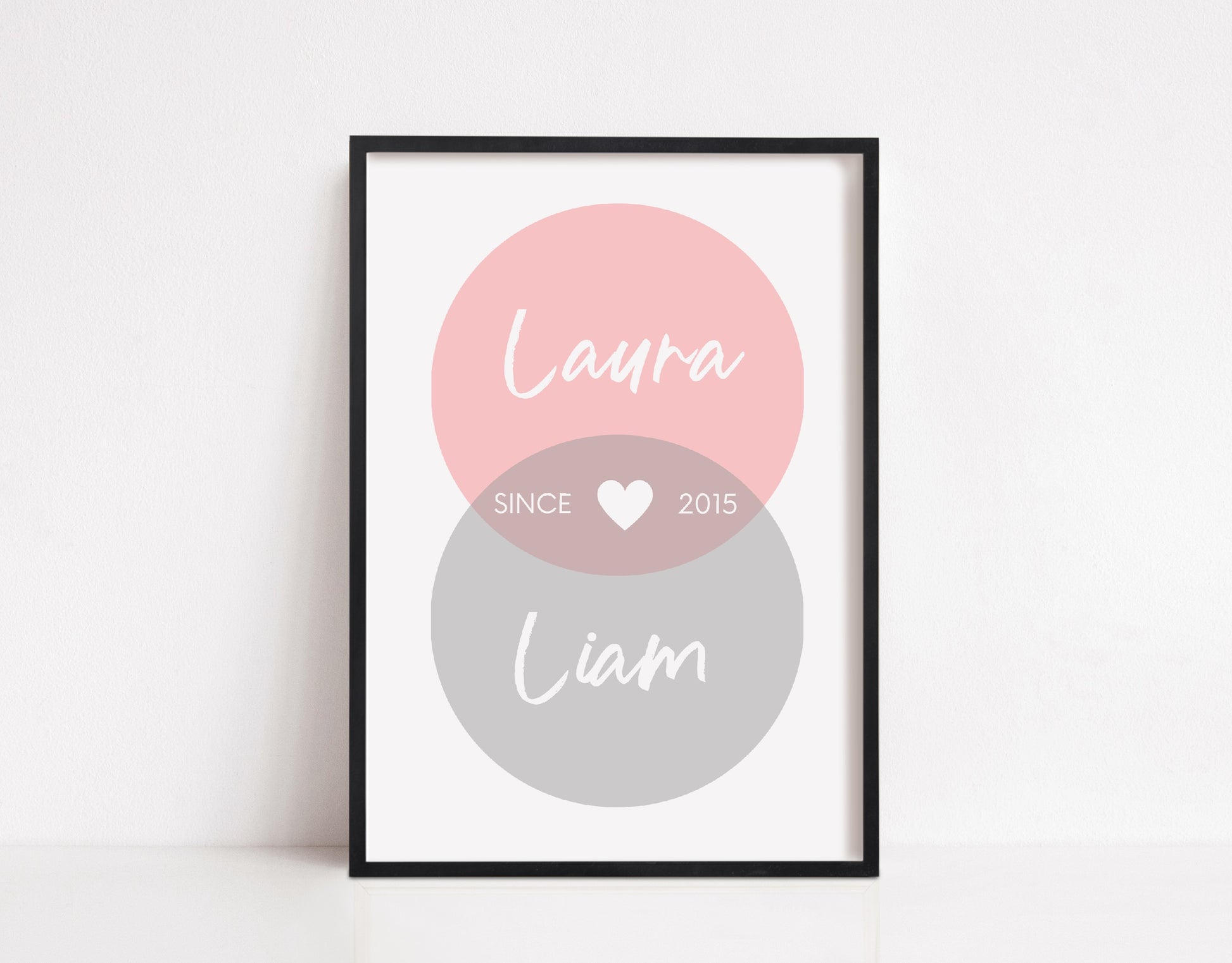 Couples Print | Personalised Circle Name Design | Love Print | Anniversary Print | Wedding Print - Dinky Designs