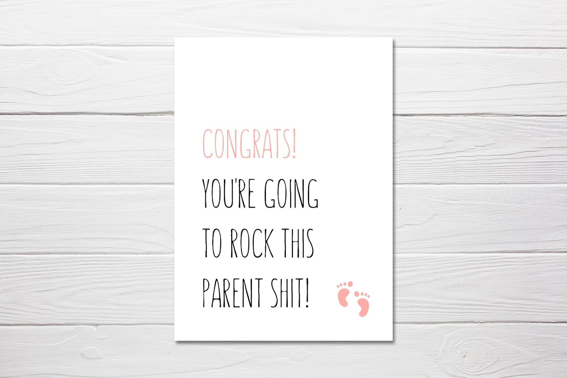 Baby Shower Card | Congrats, You're Going To Rock This Parent Shit | New Baby Card - Dinky Designs