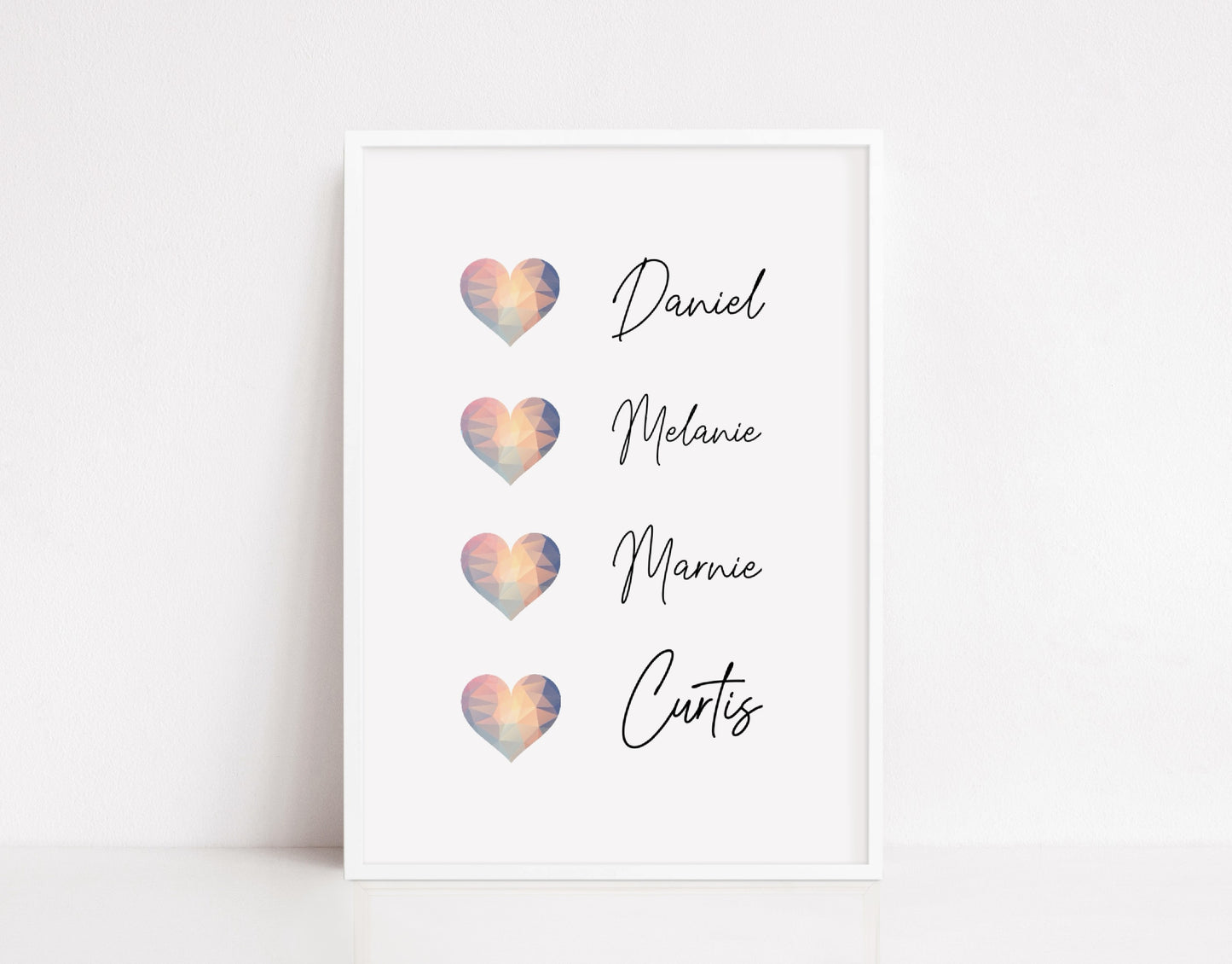 Family Print | Personalised Name Heart Print (Design 2) | Family Gift - Dinky Designs