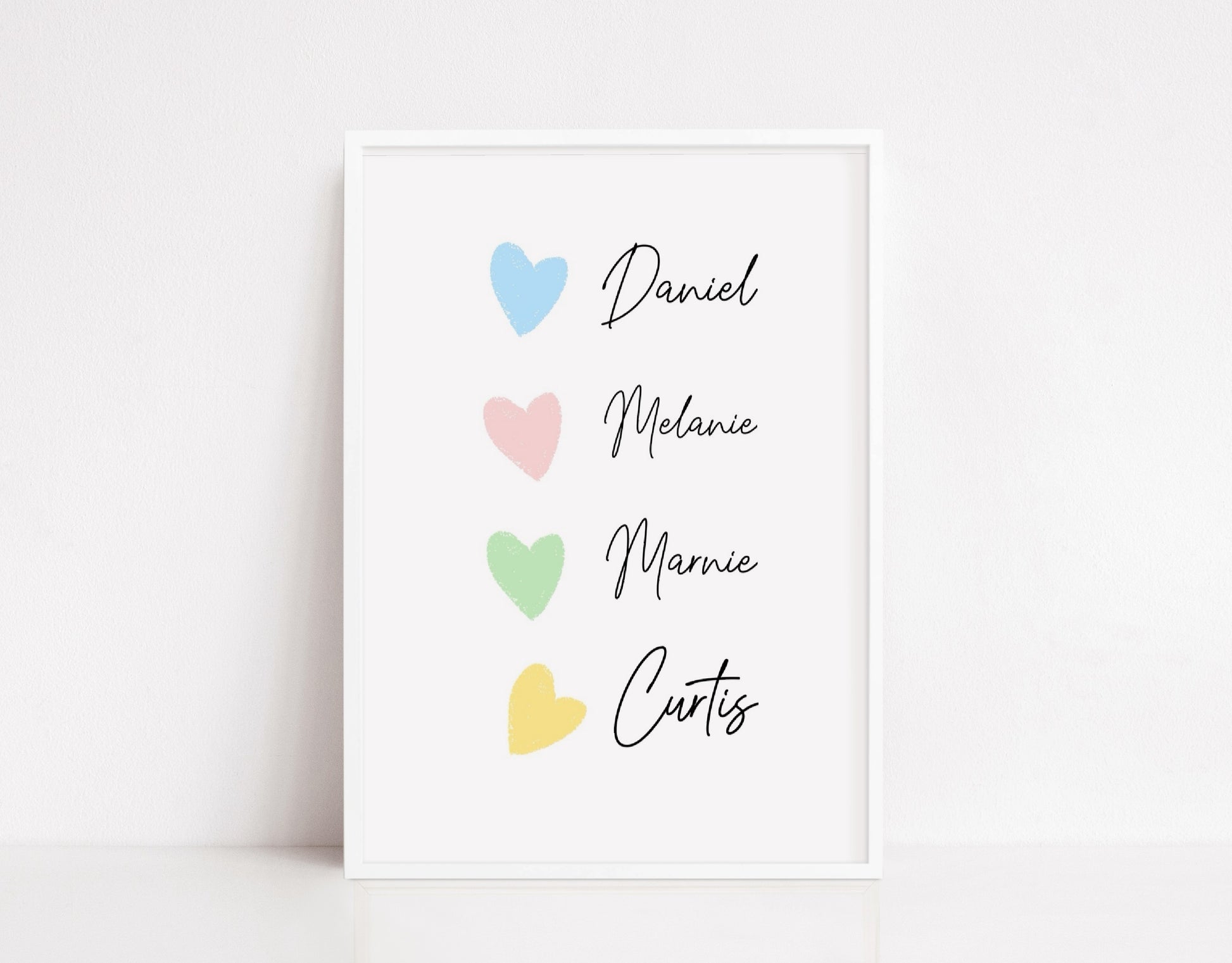 Family Print | Personalised Name Heart Print (Design 1) | Family Gift - Dinky Designs
