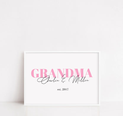 Grandma Print | Personalised Grandma Grandchildren Print | Grandma Gift | Family Print - Dinky Designs