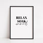 Bathroom Print | Relax, Soak, Unwind | Quote Print | Bathroom Decor - Dinky Designs