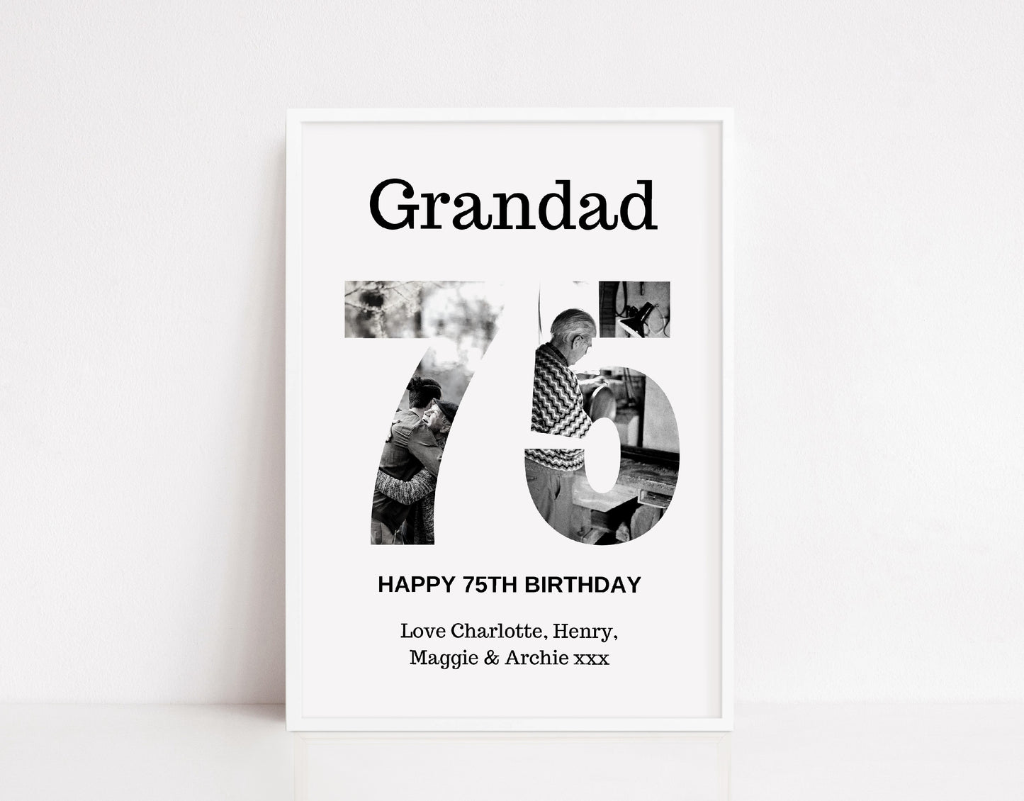 Grandad Print | Personalised Happy Birthday Grandad | Grandad Birthday Gift - Dinky Designs