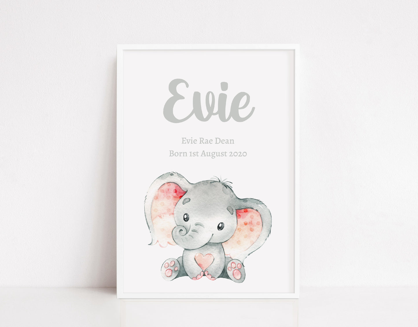 Nursery Print | Personalised Name Elephant Print | Children's Print - Dinky Designs