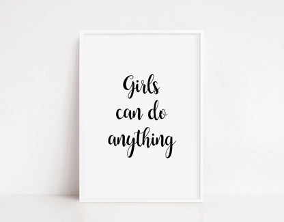 Quote Print | Girls Can Do Anything | Motivational Print | Positive Print | Girly Print - Dinky Designs