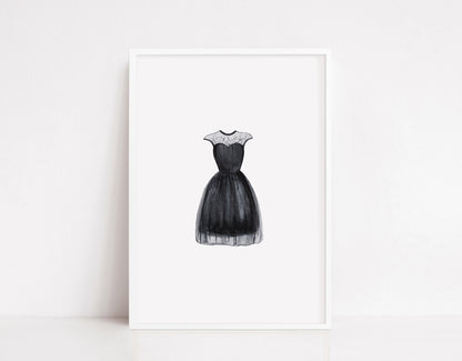 Quirky Print | Black Dress Print | Clipart Print | Image Print - Dinky Designs
