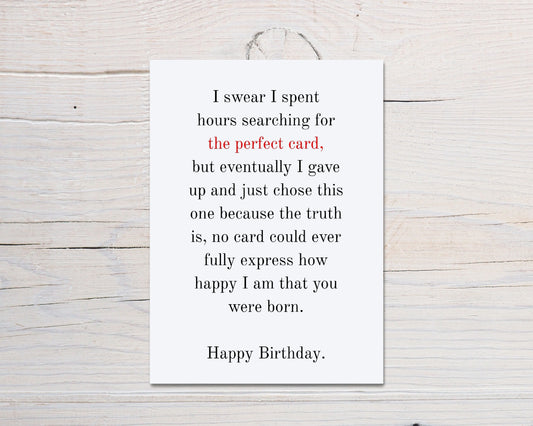 Birthday Card | Searching For The Perfect Card | Funny Card | Joke Card - Dinky Designs