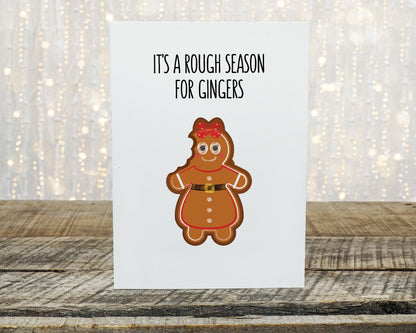 Christmas Card | It's A Rough Season For Gingers | Funny Card | Joke Card