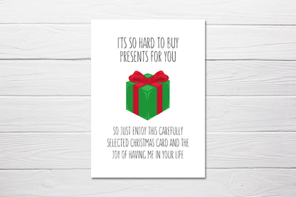 Christmas Card | It's So Hard To Buy Presents For You | Funny Card | Joke Card - Dinky Designs