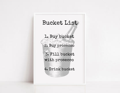 Quote Print | Prosecco Bucket List | Funny Print | Gift