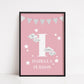 Nursery Print | Personalised Pink Initial/Name | Children's Print | Kids Print | Baby Gift