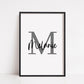 Name Initial Print | Personalised Print | Bedroom Print
