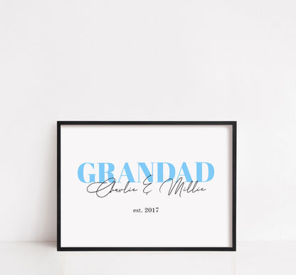 Grandad Print | Personalised Grandad Grandchildren Print | Grandad Gift | Family Print