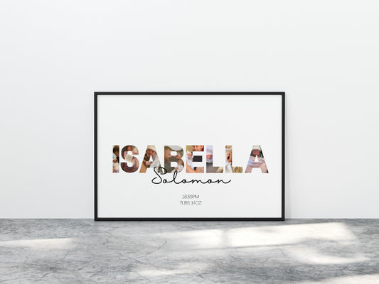 Newborn Baby Print | Baby Name Image | New Baby Gift