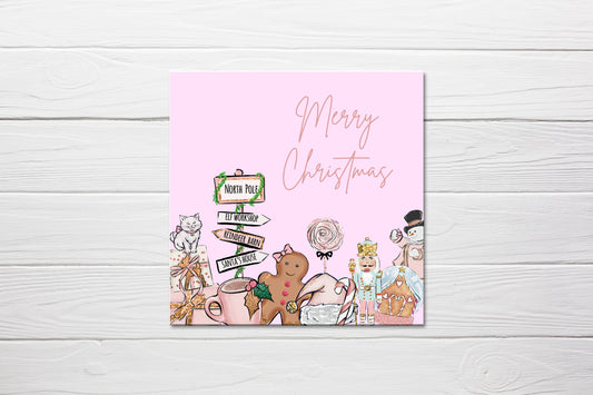 Christmas Card | Pink Winter Wonderland Theme | Single Or Pack Of 10