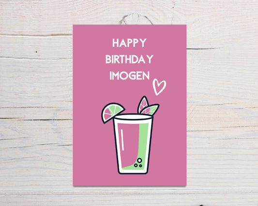 Personalised Pink Birthday Card | Happy Birthday Greetings Card | Card For Her