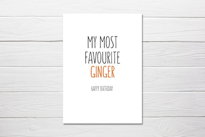 Birthday Card | My Most Favourite Ginger | Funny Cards