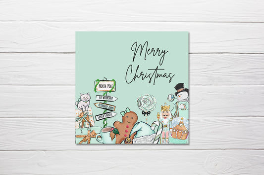 Christmas Card | Mint Green Winter Wonderland Theme | Pack Of 10