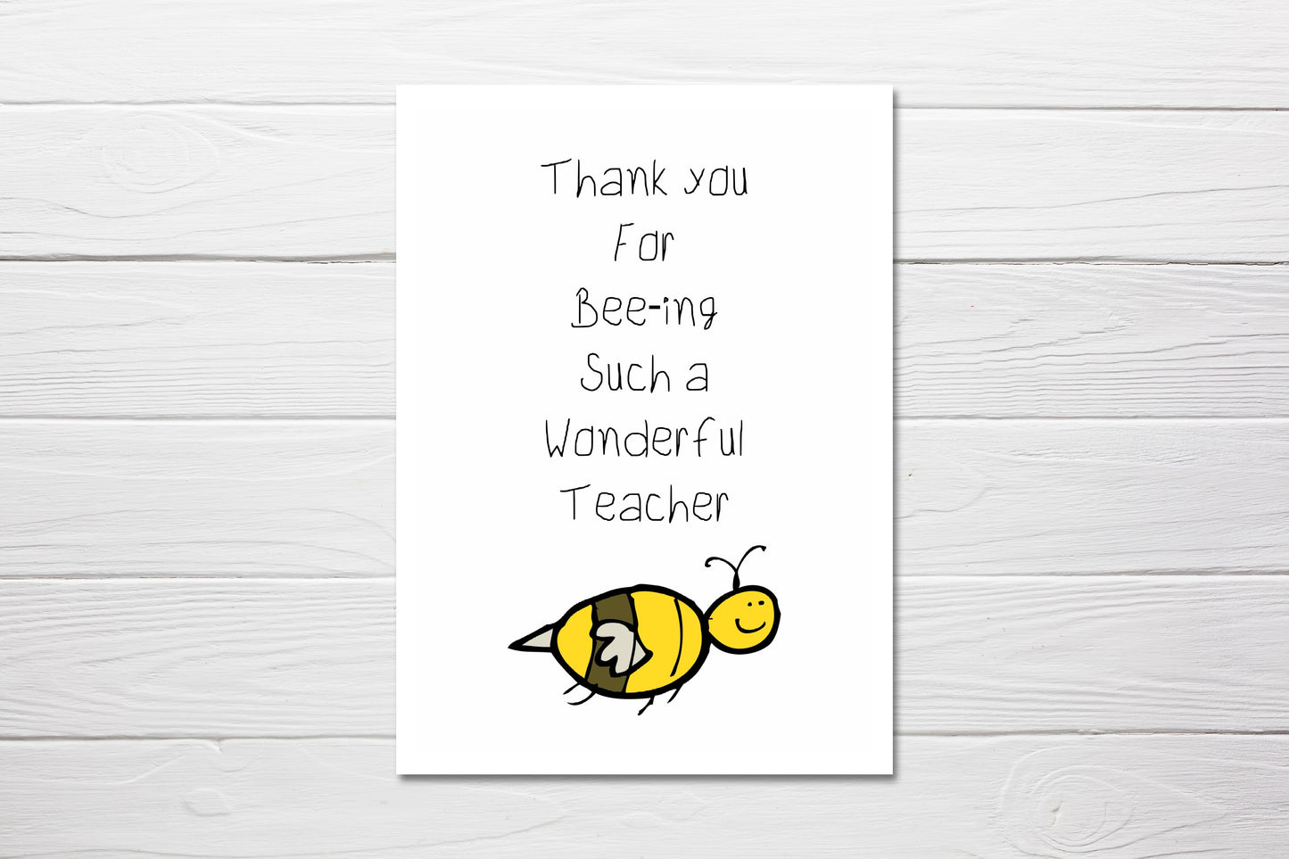 Teacher Card | Thank You For Bee-ing Such A Wonderful Teacher | Thank You Teacher Card