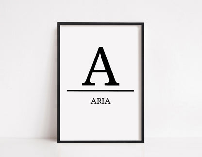 Nursery Print | Personalised Initial/Name Print | Children's Bedroom Print