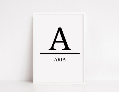 Nursery Print | Personalised Initial/Name Print | Children's Bedroom Print