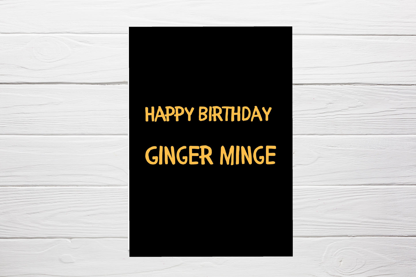 Birthday Card | Happy Birthday Ginger Minge | Funny Card | Joke Card