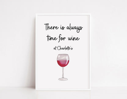 Kitchen Print | There Is Always Time For Wine At... | Home Print | Personalised Print