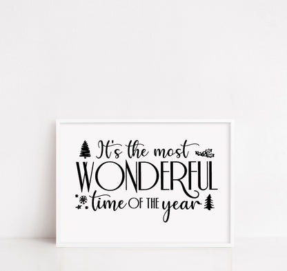 Christmas Print | It's The Most Wonderful Time Of The Year | Christmas Décor | Quote Print