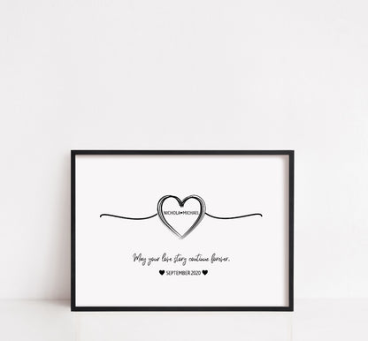 Couples Print | May Your Love Story Continue Forever | Personalised Print