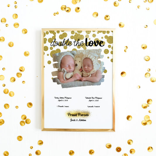 Newborn Print | Double The Love Twins | New Baby Gift | New Baby Print