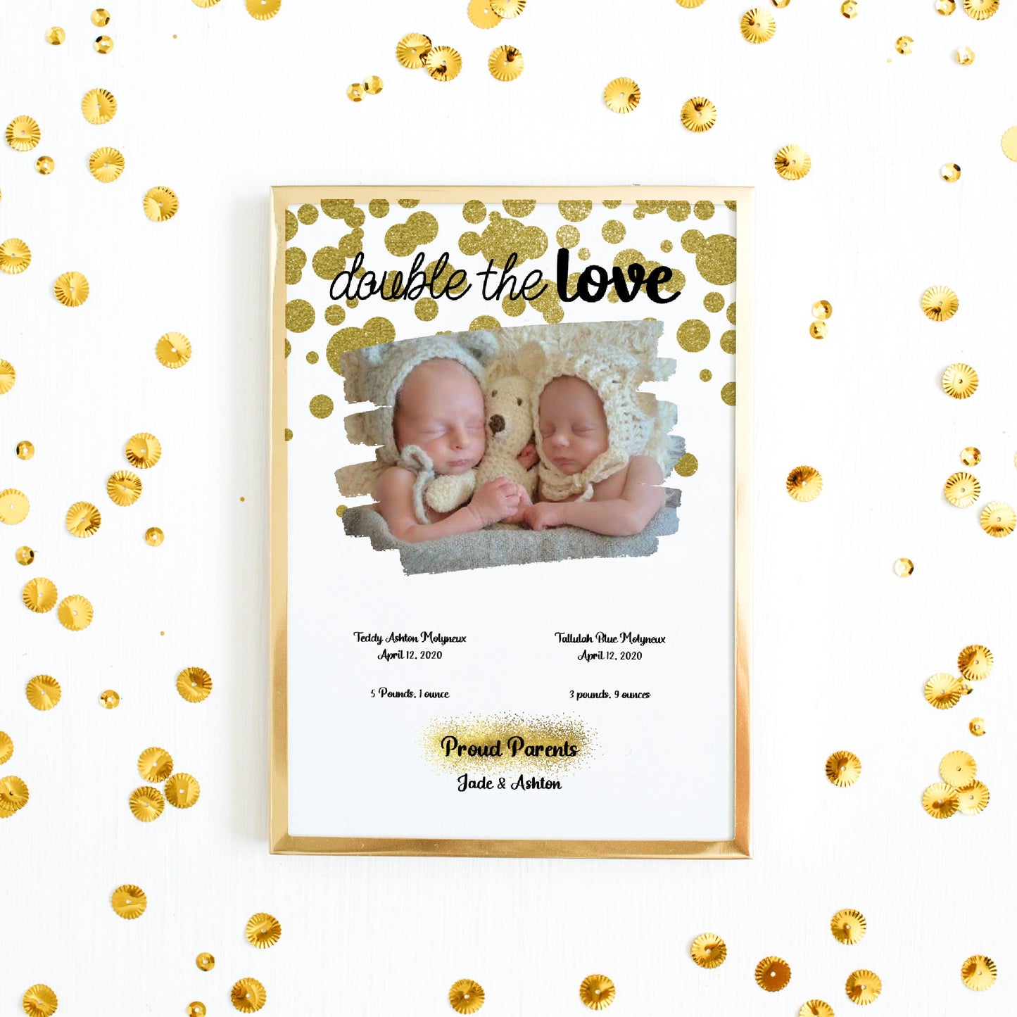 Newborn Print | Double The Love Twins | New Baby Gift | New Baby Print