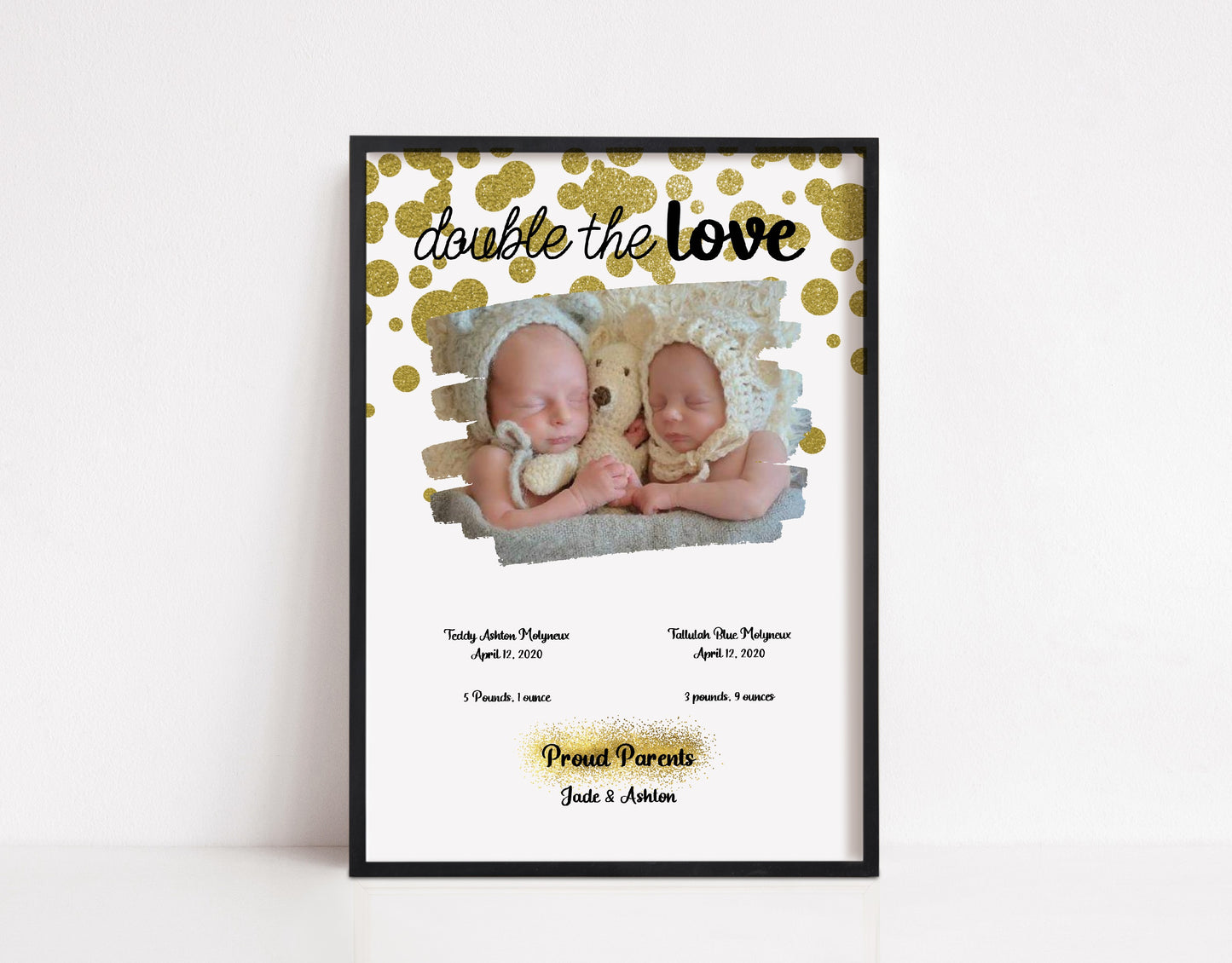 Newborn Print | Double The Love Twins | New Baby Gift | New Baby Print
